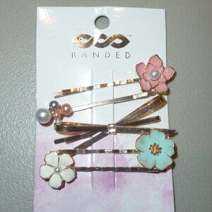 NWT Bebe Boutique Pack of 3 Metal Embellished Hair Clips Gorgeous Colors!